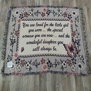 Simply Home VTG Throw Blanket Daughter Quote Cottagecore Grandmacore